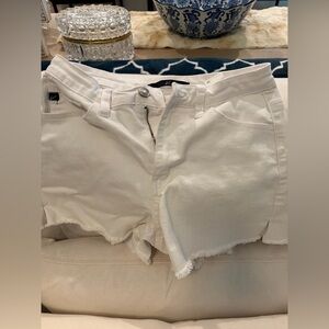 KanCan White Frayed Hem Jean Shorts